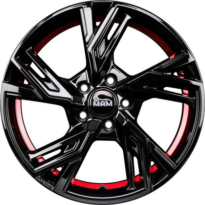 MAM RS5 black painted red inside Alufelge 8x18 Zoll ET45 LK 5x114.3 ML72.6 – Bild 3