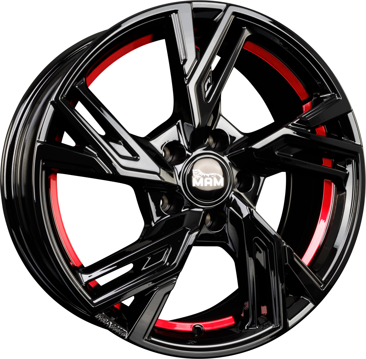 MAM RS5 black painted red inside Alufelge 8x18 Zoll ET45 LK 5x114.3 ML72.6 – Bild 4