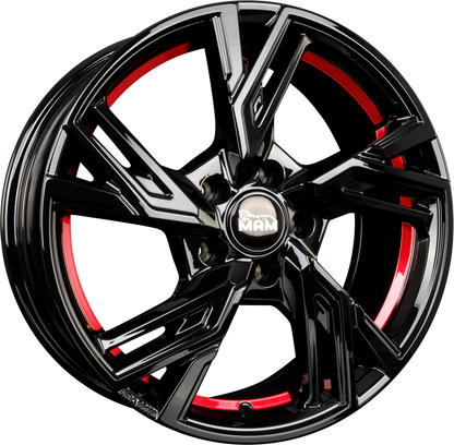 MAM RS5 black painted red inside Alufelge 8x18 Zoll ET45 LK 5x114.3 ML72.6 – Bild 4