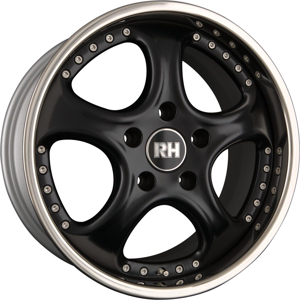 RH Alurad RAL Cup schwarz mit Edelstahlhorn Alufelge 9.5x18 Zoll ET47 LK 5x130 ML71.5 – Bild 3