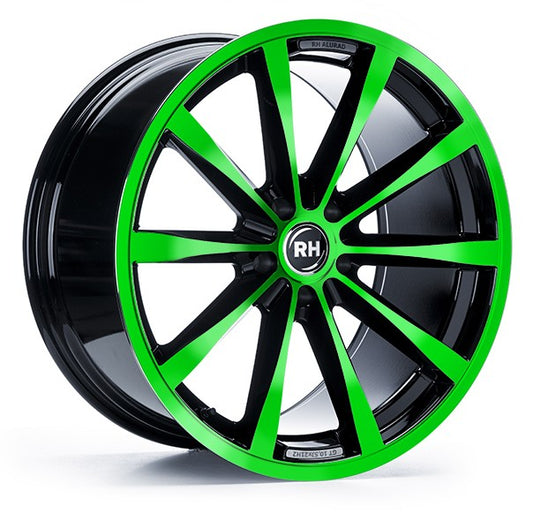 RH Alurad GT color polished - green 9x21 ET55 - LK5/112 ML66.6