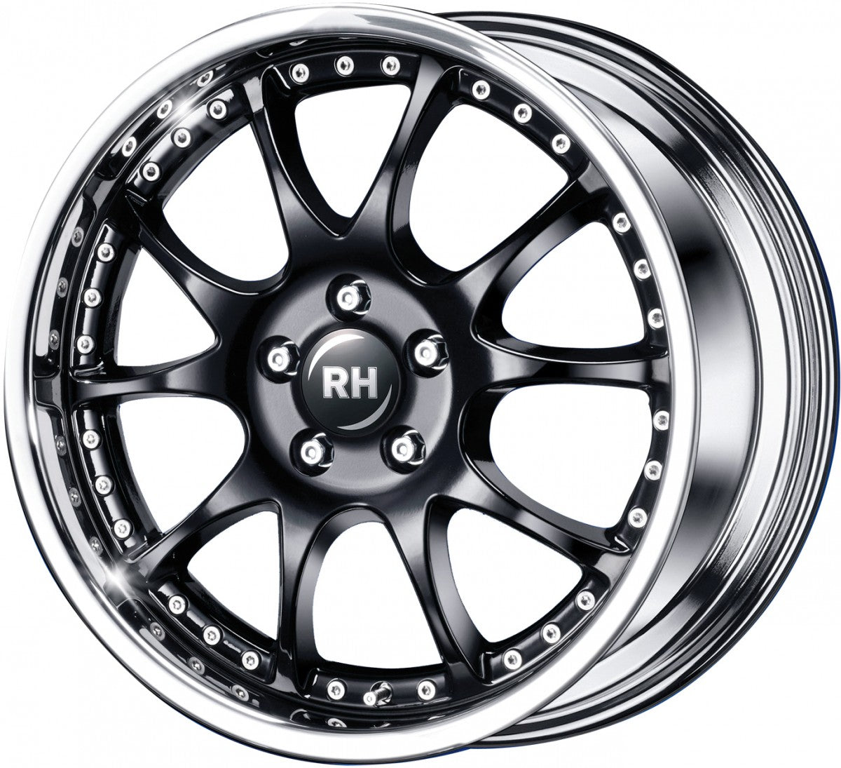 RH Alurad RMK Dynamik schwarz mit Edelstahlhorn 10x18 ET55 - LK5/112 ML158