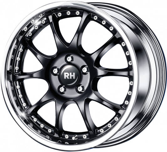 RH Alurad RMK Dynamik schwarz mit Edelstahlhorn Alufelge 9x18 Zoll ET55 LK 5x112 ML158