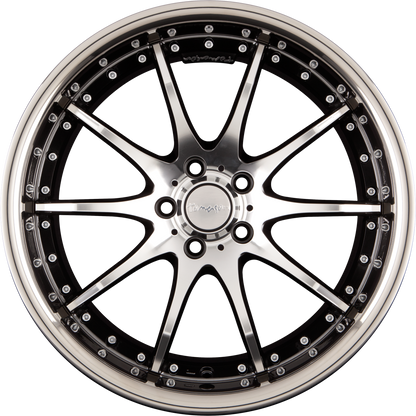 Tomason TN8 hyperblack diamond polished with steel lip Alufelge 9.5x19 Zoll ET15 LK 5x120 ML76.9 – Bild 6