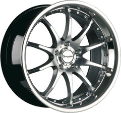Tomason TN8 hyperblack diamond polished with steel lip Alufelge 9.5x19 Zoll ET15 LK 5x120 ML76.9