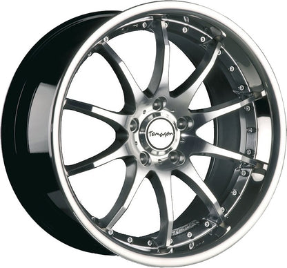 Tomason TN8 hyperblack diamond polished with steel lip Alufelge 9.5x19 Zoll ET15 LK 5x120 ML76.9