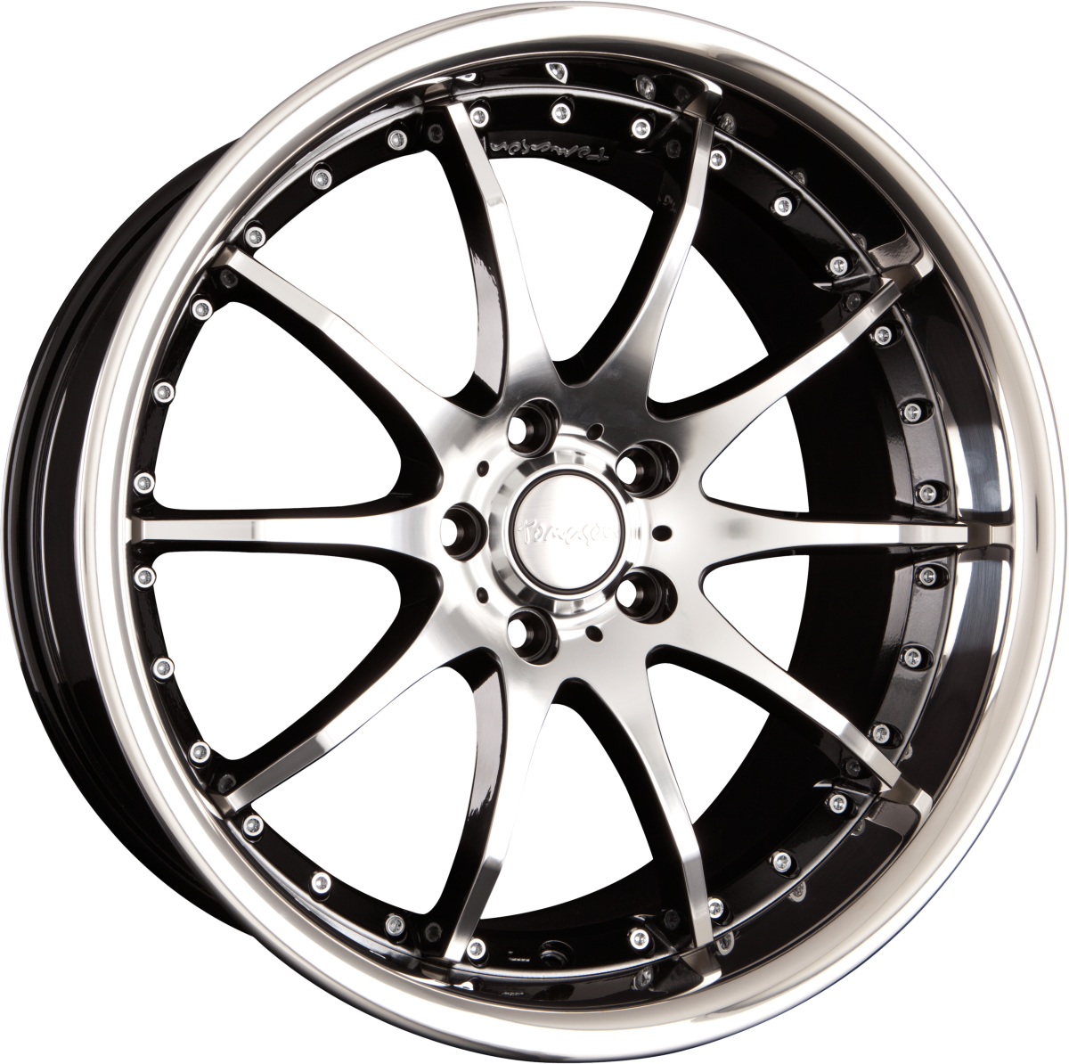 Tomason TN8 hyperblack diamond polished with steel lip Alufelge 9.5x19 Zoll ET15 LK 5x120 ML76.9 – Bild 7
