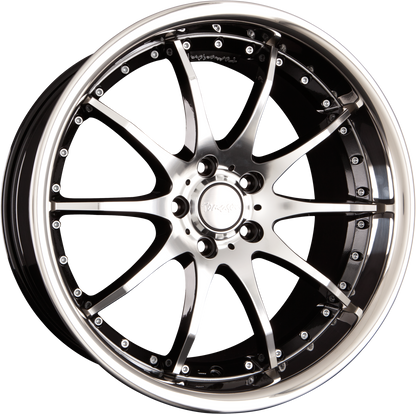 Tomason TN8 hyperblack diamond polished with steel lip Alufelge 9.5x19 Zoll ET15 LK 5x120 ML76.9 – Bild 7
