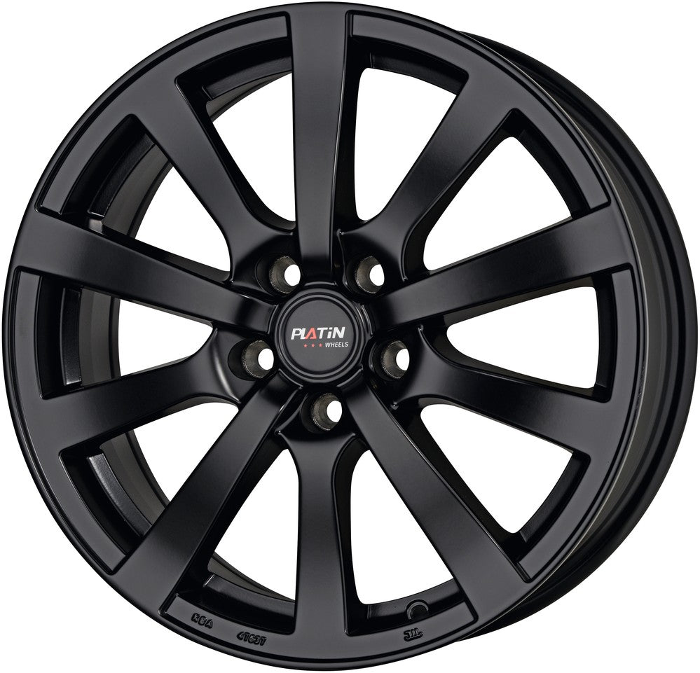 Platin P58 matt black Alufelge 8x18 Zoll ET45 LK 5x108 ML72.6