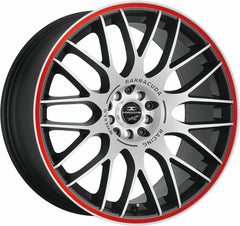 Barracuda Karizzma mattblack-polished / Color Trim rot Alufelge 8x18 Zoll ET38 LK 4x100 ML73.1