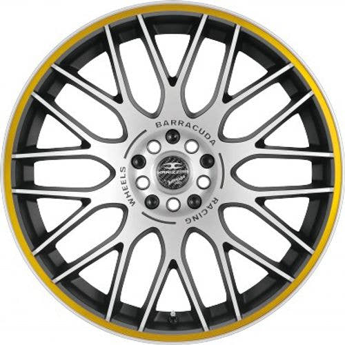 Barracuda Karizzma mattblack-polished / Color Trim gelb Alufelge 8x18 Zoll ET38 LK 4x100 ML73.1 – Bild 2