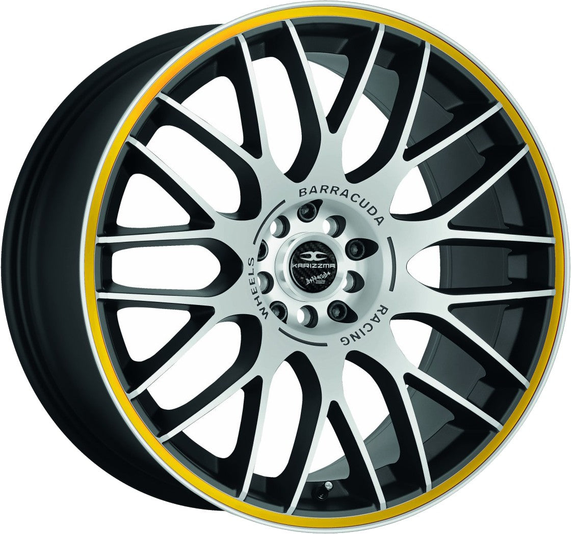 Barracuda Karizzma mattblack-polished / Color Trim gelb Alufelge 8x18 Zoll ET45 LK 5x112 ML73.1