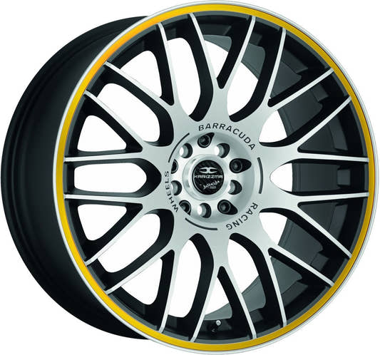 Barracuda Karizzma mattblack-polished / Color Trim gelb - DS25 Alufelge 8x18 Zoll ET13 LK 4x100 ML73.1