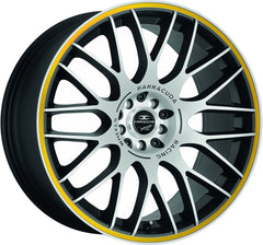 Barracuda Karizzma mattblack-polished / Color Trim gelb - DS25 Alufelge 8x18 Zoll ET13 LK 4x100 ML73.1