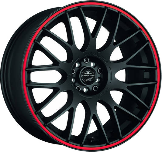 Barracuda Karizzma mattblack PureSports / Color Trim rot - DS30 Alufelge 8x18 Zoll ET8 LK 4x100 ML73.1