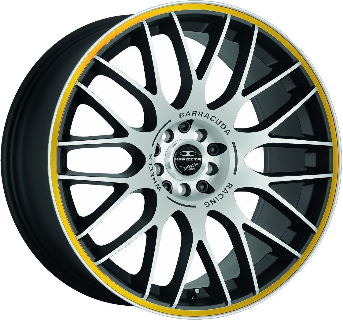 Barracuda Karizzma mattblack-polished / Color Trim gelb - DS5 Alufelge 8x18 Zoll ET33 LK 4x100 ML73.1