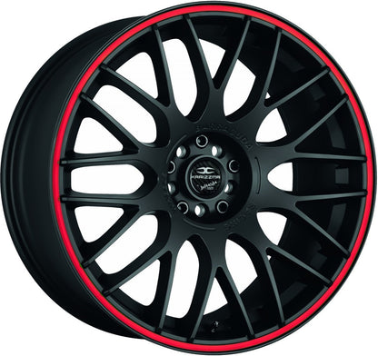 Barracuda Karizzma mattblack PureSports / Color Trim rot - DS5 Alufelge 8x18 Zoll ET27 LK 5x100 ML73.1