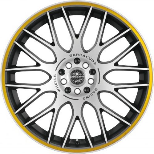 Barracuda Karizzma mattblack-polished / Color Trim gelb - DS15 Alufelge 8.5x19 Zoll ET23 LK 5x110 ML72.6 – Bild 2