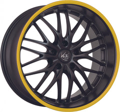 Barracuda Voltec T6 mattblack PureSports / Color Trim gelb - DS5 Alufelge 7x17 Zoll ET33 LK 4x100 ML73.1