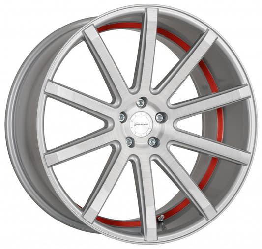 Corspeed Deville silver-brushed-surface / Undercut Color Trim rot - DS15 Alufelge 10.5x20 Zoll ET25 LK 5x112 ML73.1