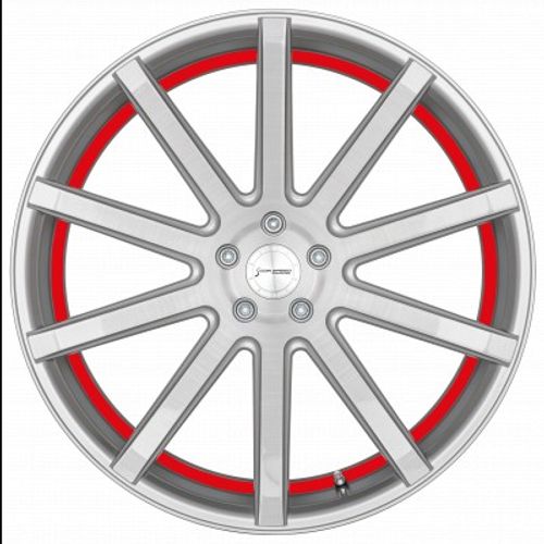 Corspeed Deville silver-brushed-surface / Undercut Color Trim rot - DS10 Alufelge 8.5x19 Zoll ET35 LK 5x112 ML73.1 – Bild 2