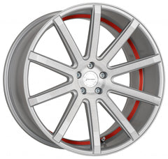 Corspeed Deville silver-brushed-surface / Undercut Color Trim rot Alufelge 10.5x21 Zoll ET40 LK 5x114.3 ML73.1