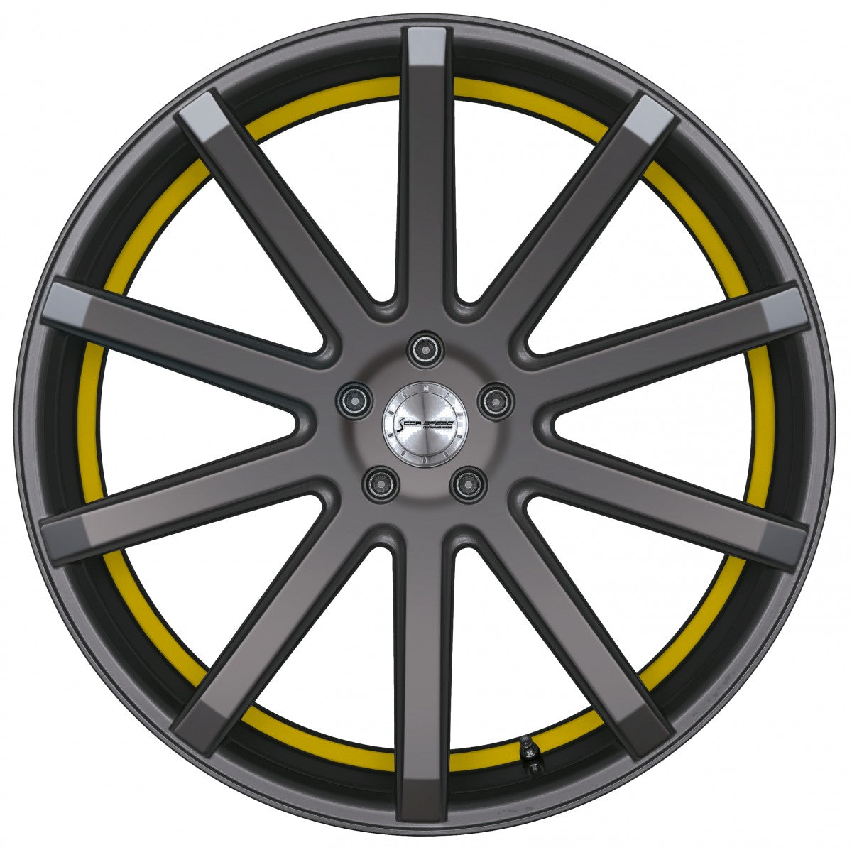 Corspeed Deville gunmetal / Undercut Color Trim gelb 10.5x22 ET45 - LK5/130 ML71.6