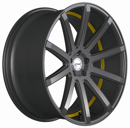 Corspeed Deville gunmetal / Undercut Color Trim gelb 10.5x22 ET45 - LK5/130 ML71.6