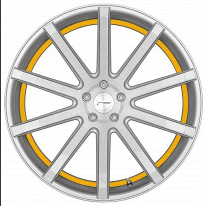 Corspeed Deville silver-brushed-surface / Undercut Color Trim gelb - DS10 Alufelge 8.5x19 Zoll ET35 LK 5x112 ML73.1 – Bild 2