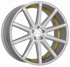 Corspeed Deville silver-brushed-surface / Undercut Color Trim gelb - DS15 Alufelge 9x20 Zoll ET25 LK 5x112 ML73.1