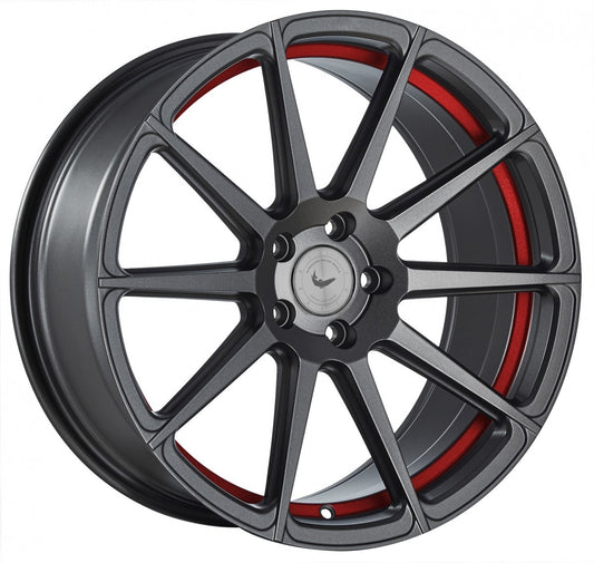 Barracuda Project 2.0 mattgunmetal / Undercut Color Trim rot - DS10 9x20 ET25 - LK5/120 ML72.6