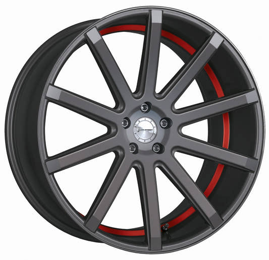 Corspeed Deville gunmetal / Undercut Color Trim rot - DS5 Alufelge 9x20 Zoll ET35 LK 5x108 ML73.1