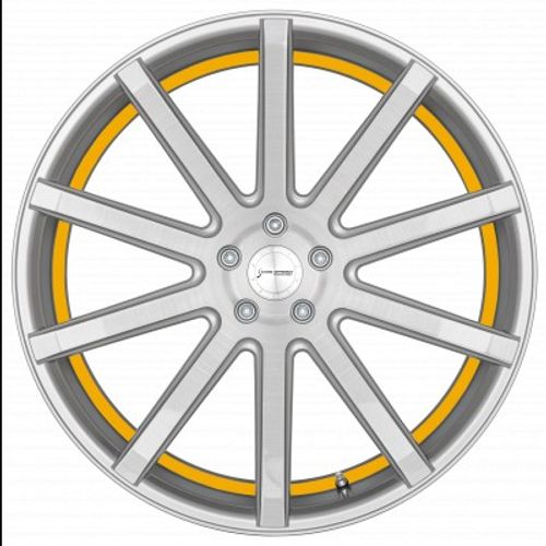 Corspeed Deville silver-brushed-surface / Undercut Color Trim gelb - DS5 Alufelge 8.5x19 Zoll ET40 LK 5x112 ML73.1 – Bild 2