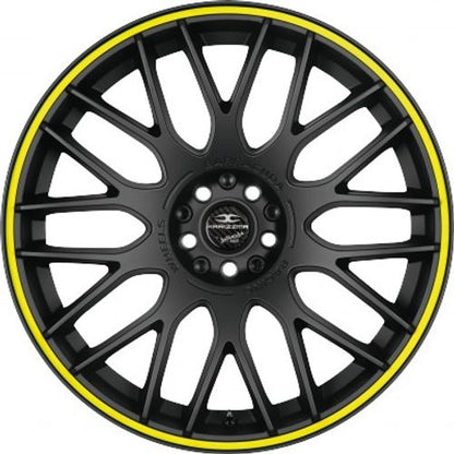 Barracuda Karizzma mattblack PureSports / Color Trim gelb Alufelge 9x20 Zoll ET27 LK 5x112 ML73.1 – Bild 2