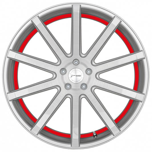 Corspeed Deville silver-brushed-surface / Undercut Color Trim rot 9.5x22 ET40 - LK5/114.3 ML73.1