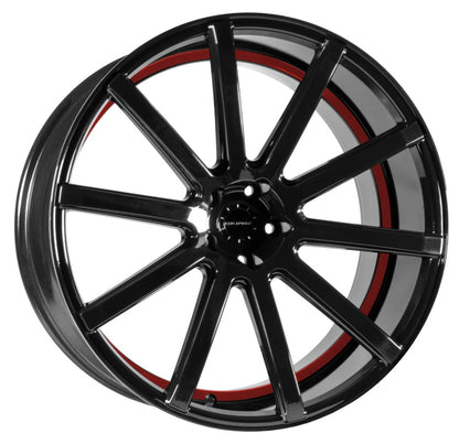 Corspeed Deville higloss-black / Undercut Color Trim rot 9.5x22 ET35 - LK5/112 ML73.1