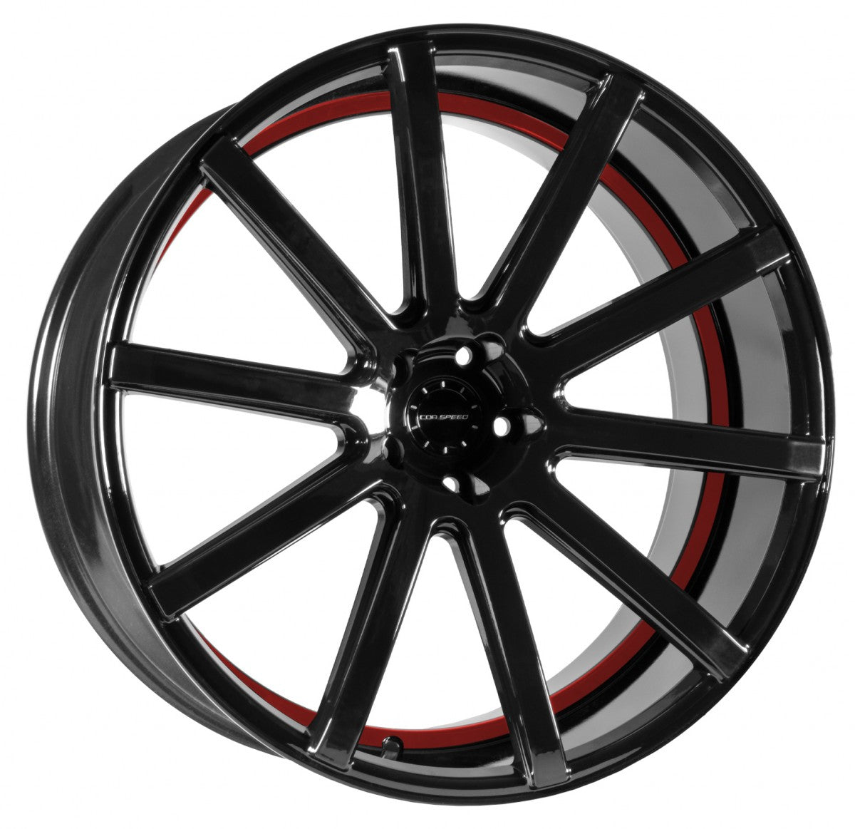 Corspeed Deville higloss-black / Undercut Color Trim rot 9.5x22 ET20 - LK5/112 ML73.1