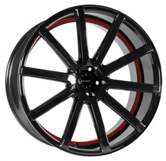 Corspeed Deville higloss-black / Undercut Color Trim rot Alufelge 9.5x22 Zoll ET20 LK 5x112 ML73.1