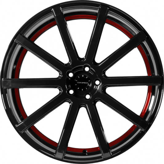 Corspeed Deville higloss-black / Undercut Color Trim rot 9.5x22 ET25 - LK5/112 ML73.1