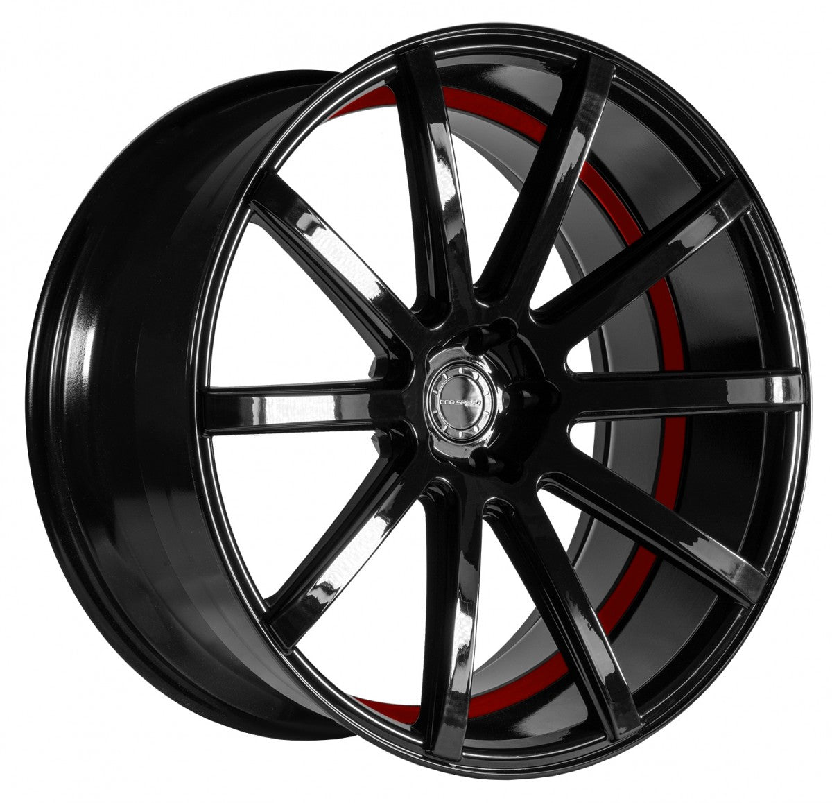 Corspeed Deville higloss-black / Undercut Color Trim rot 9.5x22 ET25 - LK5/112 ML73.1