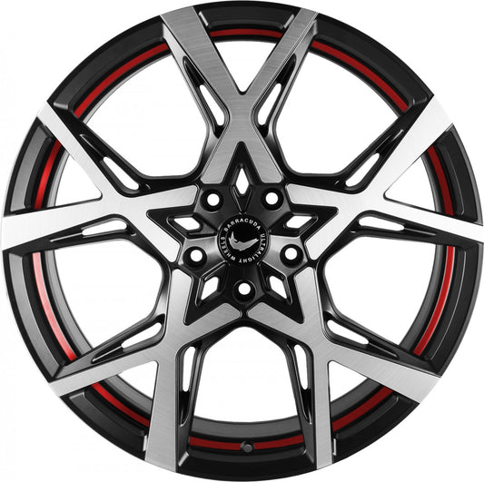 Barracuda Project X black brushed surface undercut trimline red 10x22 ET40 - LK5/114.3 ML73.1
