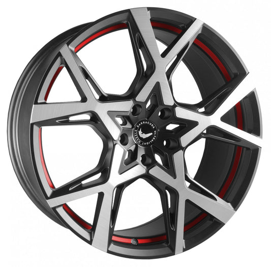Barracuda Project X black brushed surface undercut trimline red 10x22 ET45 - LK5/127 ML71.6