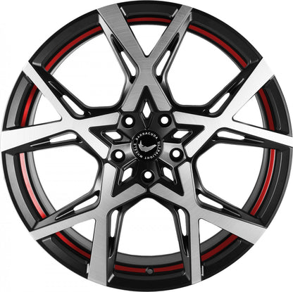 Barracuda Project X black brushed surface undercut trimline red 10x22 ET45 - LK5/127 ML71.6