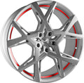 Barracuda Project X silver-brushed-surface undercut trimline red 10x22 ET30 - LK5/112 ML73.1