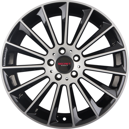 Secret Wheels SW1 Black Polished Alufelge 9x18 Zoll ET35 LK 5x112 ML66.6
