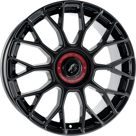 Damina Performance DM10 black - Inlay red 8.5x19 ET45 - LK5/112 ML72.6