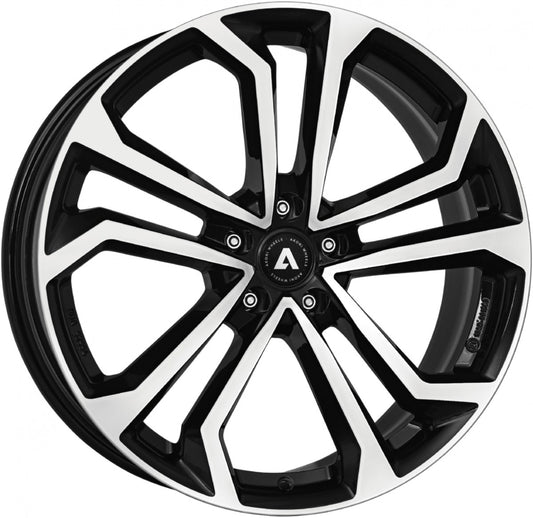 Akoni AK04 black polished 6.5x16 ET43 - LK5/112 ML57.1