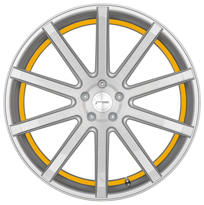 Corspeed Deville silver-brushed-surface / Undercut Color Trim gelb Alufelge 10.5x20 Zoll ET35 LK 5x112 ML73.1 – Bild 2