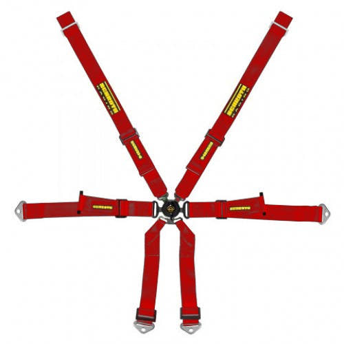 Schroth Profi Porsche 991 2x2 Pull Down rot mit schwarz/gelbem SCHROTH RACING Logo HANS