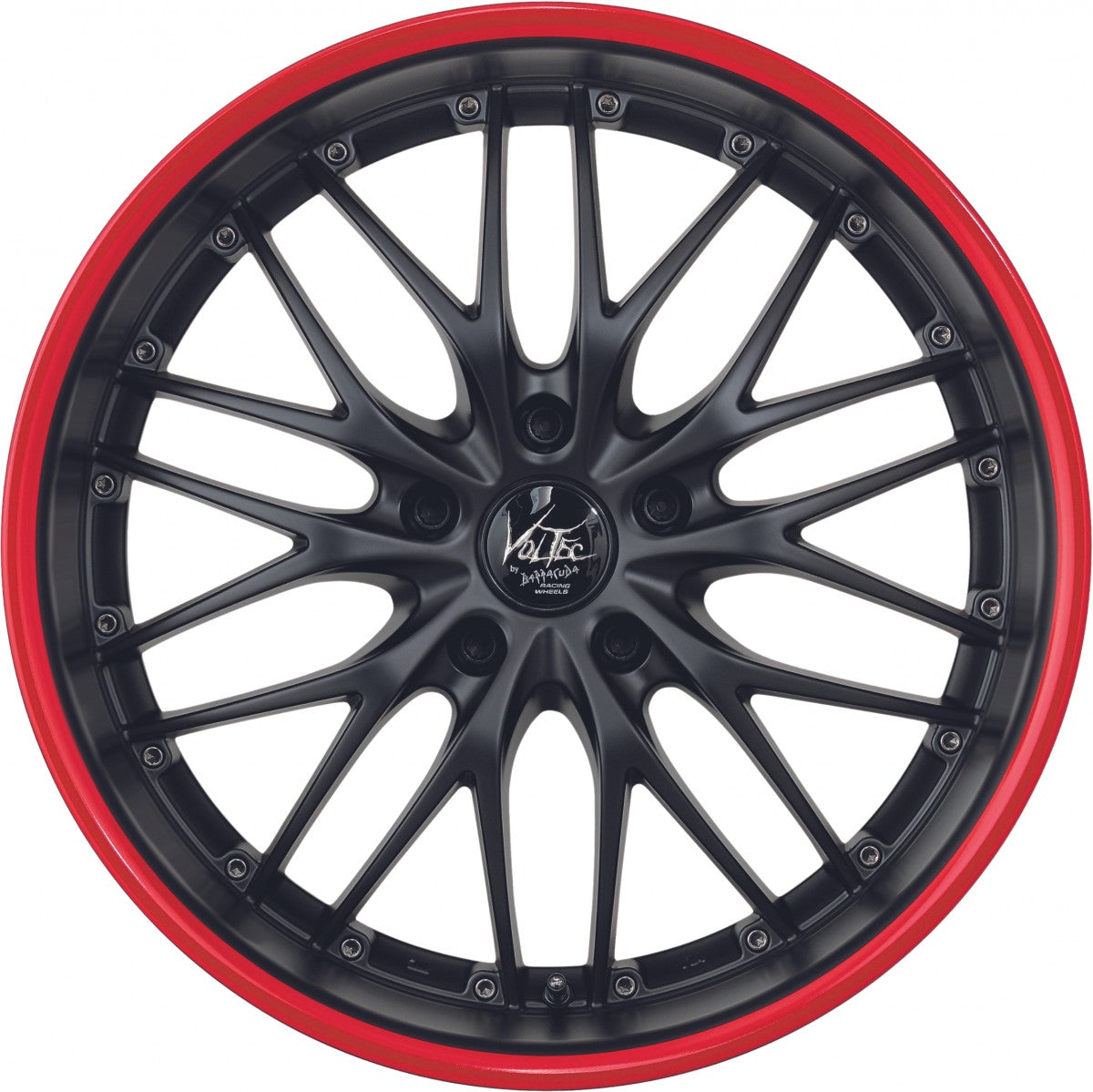 Barracuda Voltec T6 mattblack PureSports / Color Trim rot Alufelge 8x19 Zoll ET40 LK 5x114.3 ML73.1 – Bild 2